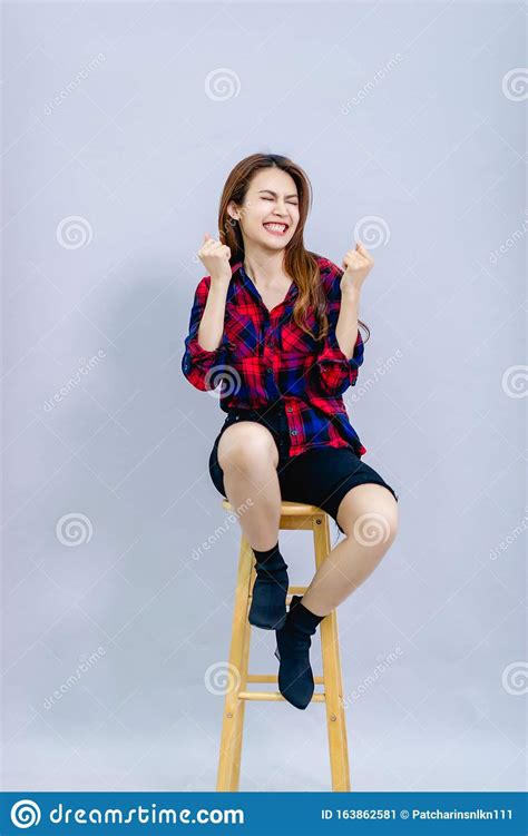 The Woman Smiles Brightly And Is Happy Smiley Concept Stock Image