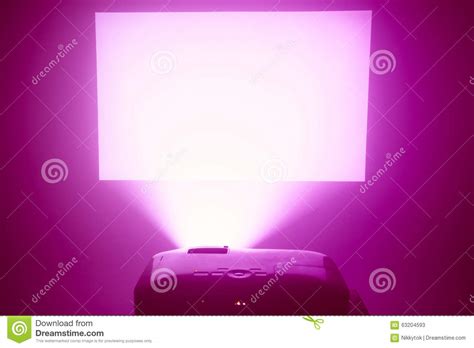 Projector In Action With Illuminated Screen Stock Image Image Of Copy