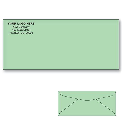 Custom Printed 10 Green Envelopes 4 18 X 9 12 Green Wove 24 Lb