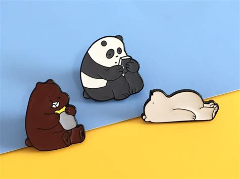 We Bare Bears Brown Polar Bear Pin Animal Set Cute Enamel Pin Etsy
