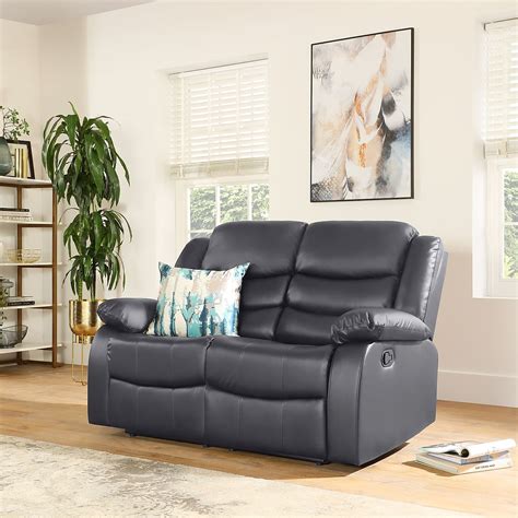 Sorrento Grey Leather 2 Seater Recliner Sofa Furniture Choice