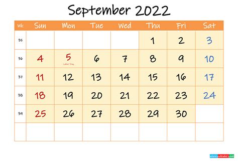 September 2022 Free Printable Calendar Template Ink22m165