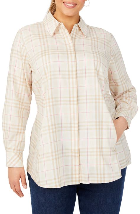 Foxcroft Cici Plaid Cotton Button Up Tunic Shirt Nordstrom