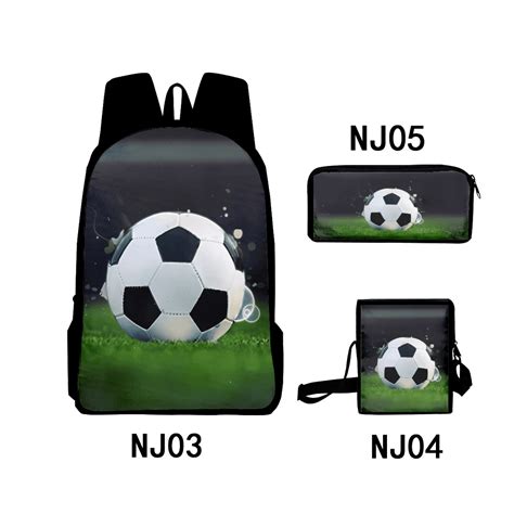 Fnyko Backpack 3 Pack Soccer Backpack Unisex 3d Print Large Capacity