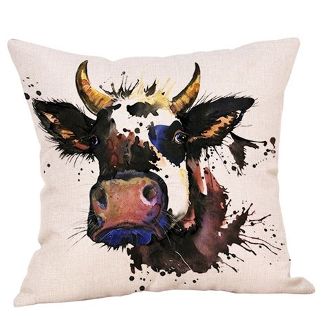 Farmhouse sofa ideas for under $500. Cushion Cover Farmhouse Cow Printed Linen Animals Throw ...