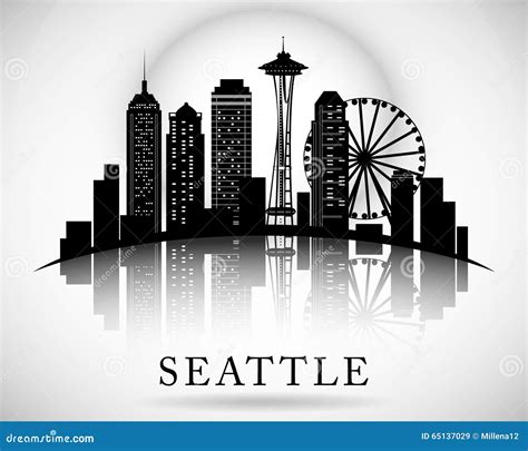 Seattle Skyline Silhouette Royalty Free Stock Photo Cartoondealer