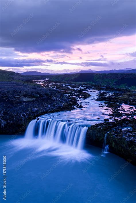 Dawn Plofafoss Waterfall Pjorsa River Iceland Stock Foto Adobe Stock