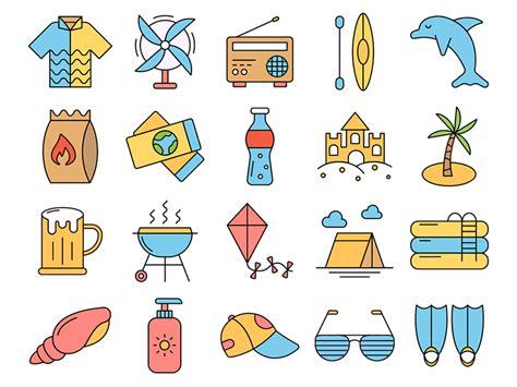 Summer Vector Icon Set Ai Eps And Png Free Icons Icons Fribly