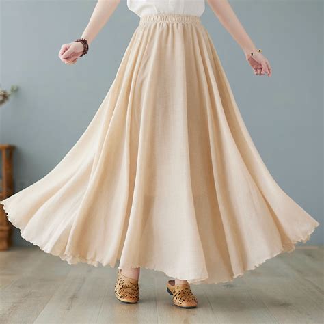 Womens Flowy Circle Maxi Skirt Plus Size Cotton Linen Etsy