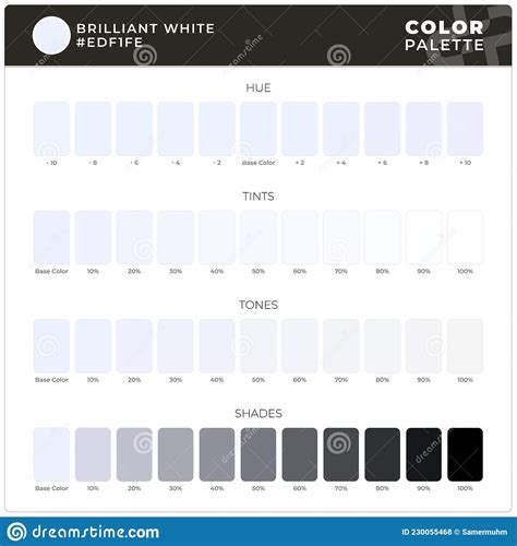 Brilliant White Color Palette Ready For Textile Hue Tints Tones