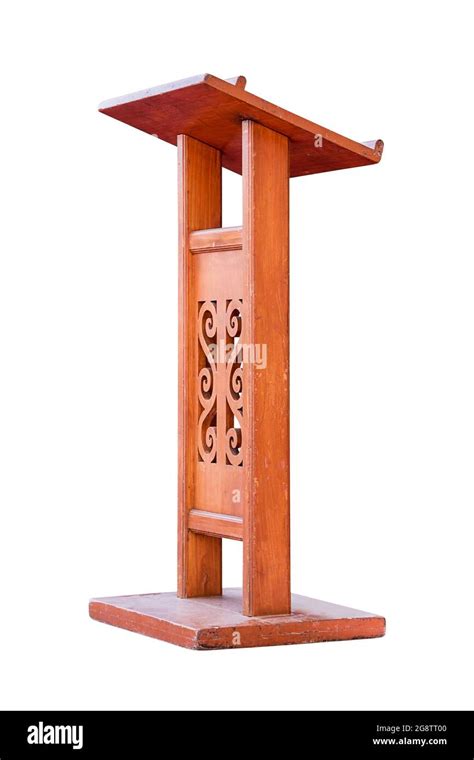 Wooden Podium Tribune Rostrum Stand Isolated On White Background Work