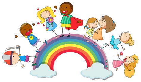 Niños Felices En El Arco Iris 520516 Vector En Vecteezy