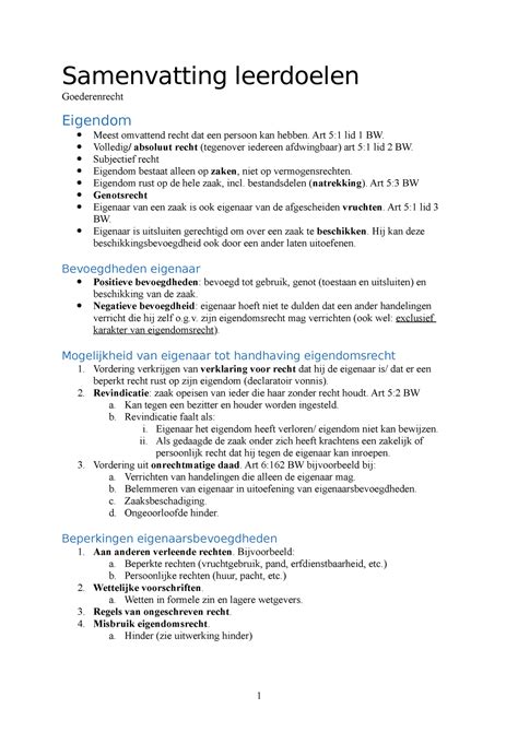 Below are summaries, lecture notes, study guides and practice exams for goederenrecht of rechtspraktijk at katholieke hogeschool vives. Samenvatting leerdoelen goederenrecht - StudeerSnel
