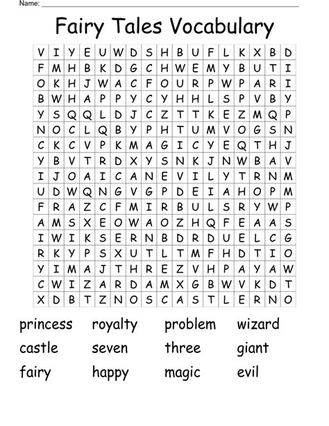 Fairy Tale Word Search Printable