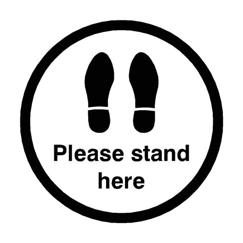 Please Stand Here Floor Sticker Black Pvc Safety Signs