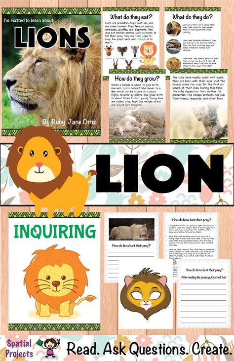 All About Lions Nonfiction Unit Lion Craft Writing Activities