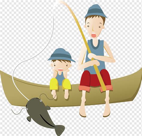 Ilustración De Pesca Deportiva Padre E Hijo Pescando Juntos Niño