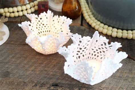 How To Make Doily Candle Holders The Country Chic Cottage Candle