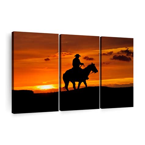 Horseback Cowboy Sunset Wall Art Photography