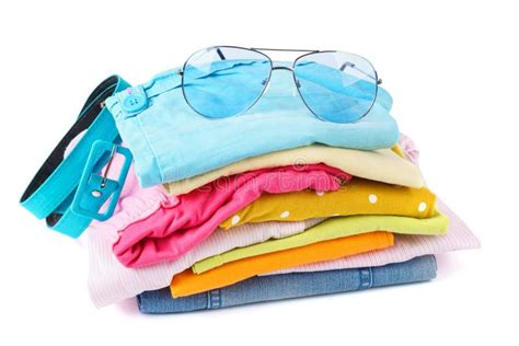 Stack Of Folded Clothes On White Background Stock Photo Image Of