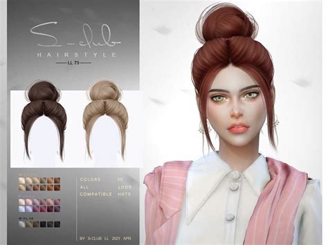 Sims 4 — Sclubts4llhairn79 By S Club — The Bun Hair For The Sims 4