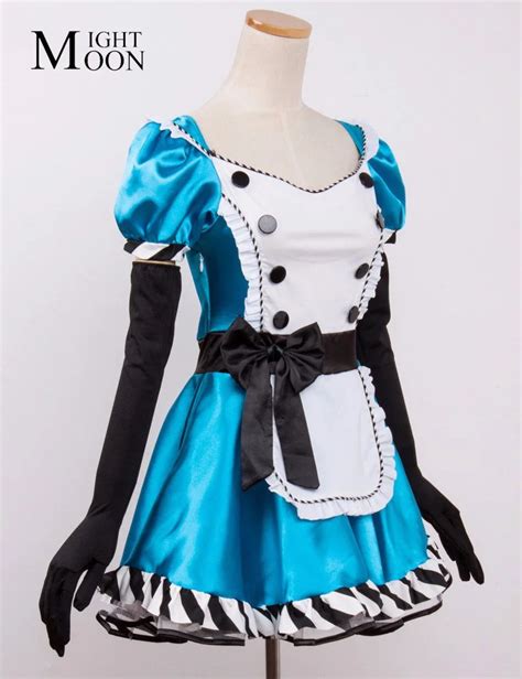 Moonight Alice In Wonderland Costume Sexy Blue Maid Costume Adult Fancy