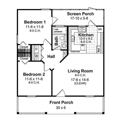 Cottage Style House Plan 2 Beds 1 Baths 800 Sqft Plan 21 213