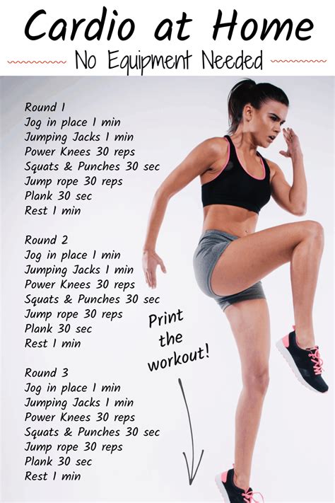 Cardio Workout At Home With No Equipment Print Your Workout And Burn Calories With This Hiit