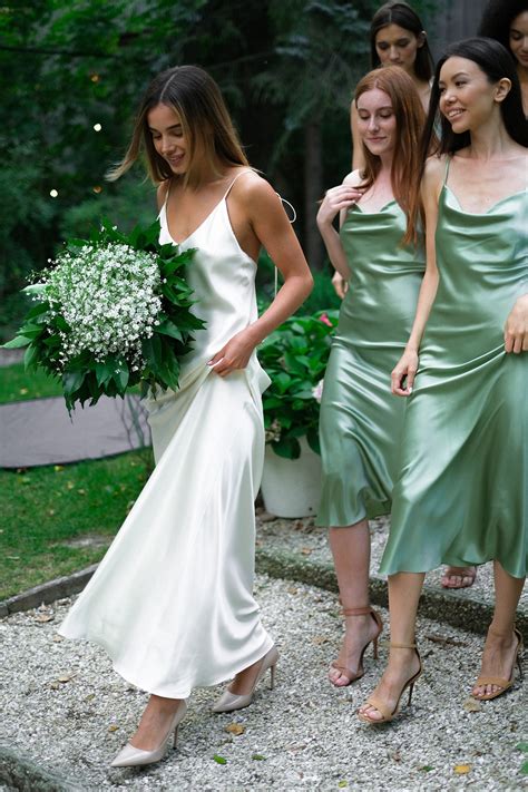 Silk Slip Dress Midi Bias Cut Silk Bridesmaid Dress Sage Green Etsy