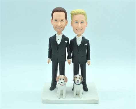 Gay Wedding Toppers Same Sex Cake Topper2 Grooms Cake Etsy