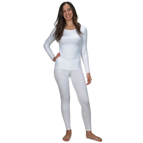 Women S Ultra Soft Thermal Underwear Long Johns Set With Fleece Lined White X Small