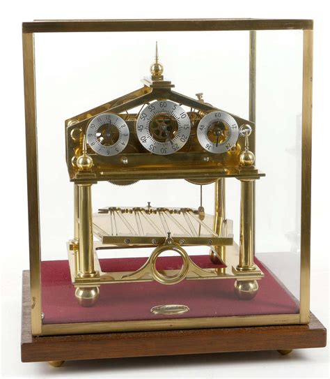 A Gilt Brass Congreve Rolling Ball Clock By Dent C1970 Mounted On A