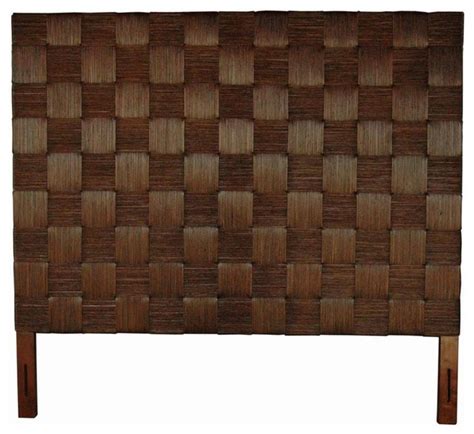 King Size Basket Woven Abaca Headboard In Espresso Contemporary