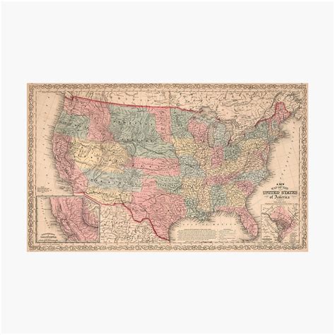 Vintage United States Map 1859 Photographic Print By Bravuramedia