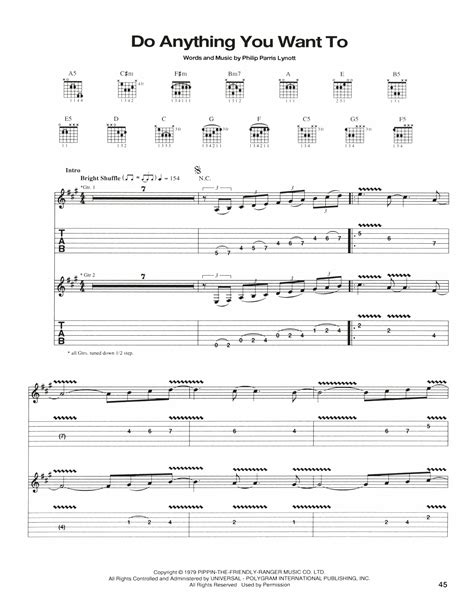 Do Anything You Want To By Thin Lizzy Guitar Tab Guitar Instructor