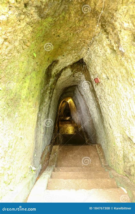 Historic Tunnel Carved Into The Rock In The Jungle A Hand Carve Stock