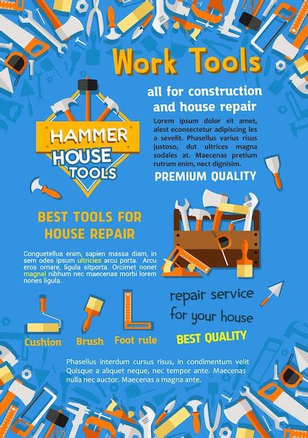 Premium Vector Vector Poster Of House Repair Work Tools