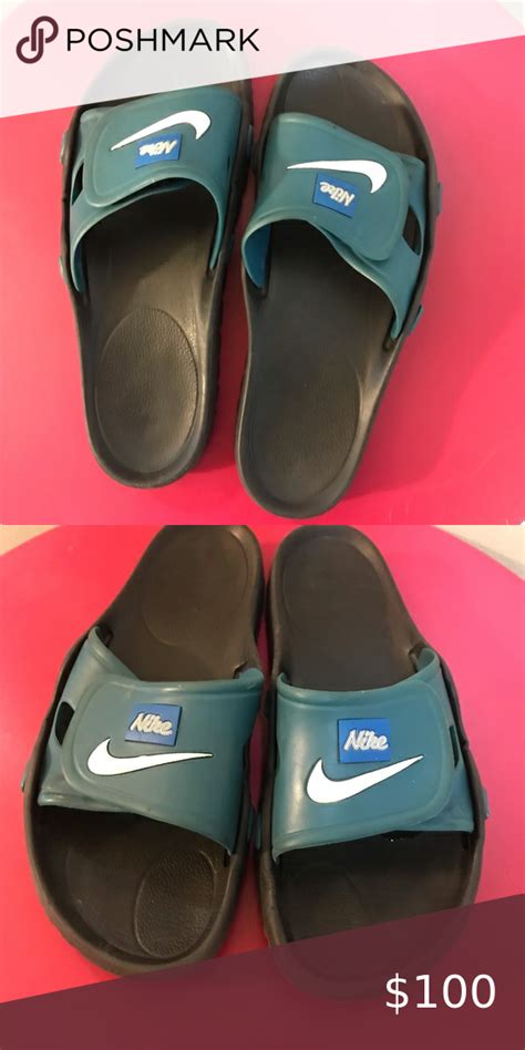 RARE Nike Geta Velcro Slides Teal Vintage 90s Sz 9 Made In Italy Rare