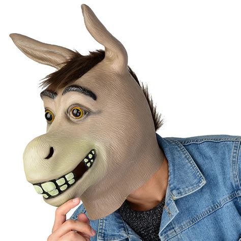 Adult Full Face Horse Donkey Head Mask Latex Halloween Party Cosplay