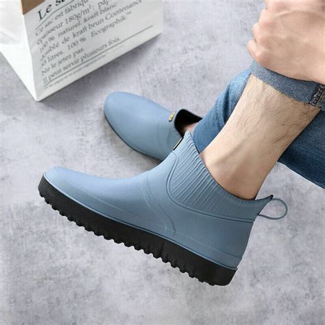 men s wellington boots short ankle wellies waterproof chelsea rubber rain boots ebay