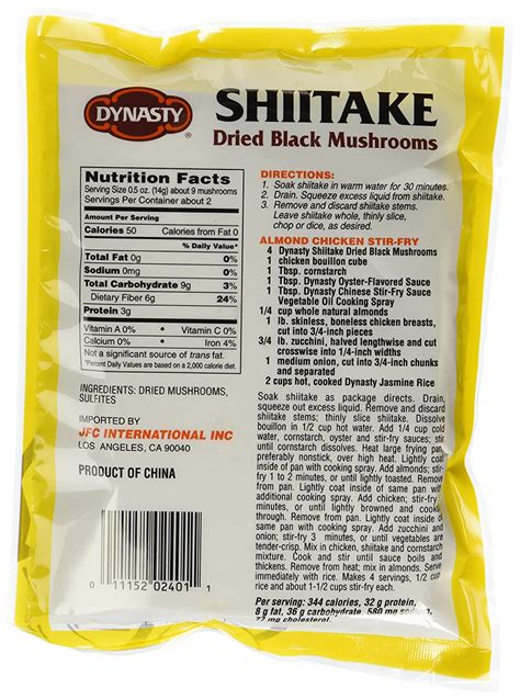 Dried Shiitake Mushrooms Nutrition Facts - Nutrition Pics