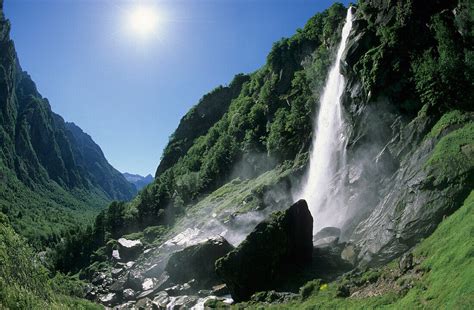 Waterfall Foroglio Ticino Switzerland License Image 70062382