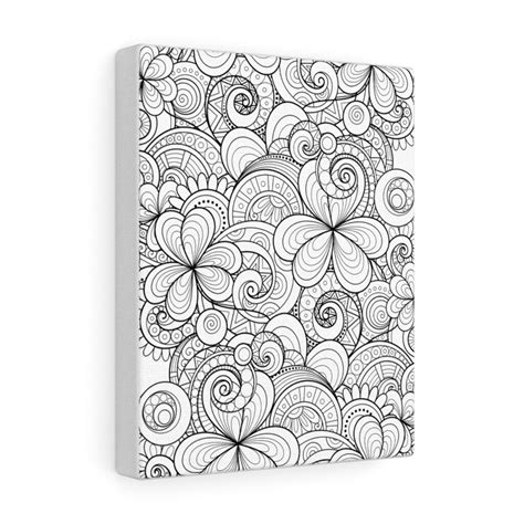 Floral Canvas Coloring Page Canvas Flower Adult Coloring Etsy