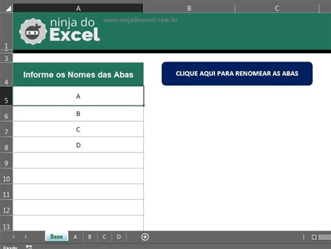 Mudar Nome de Várias ABAS ao Mesmo Tempo no Excel Ninja do Excel