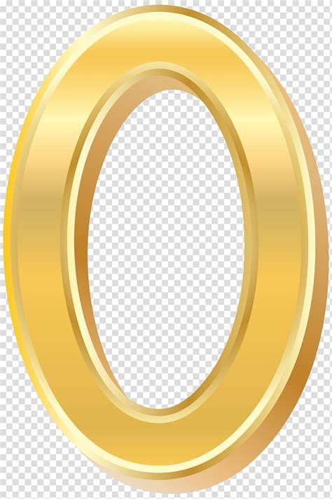 Round Gold Plated Yellow Circle Gold Style Number Zero Transparent Background PNG Clipart