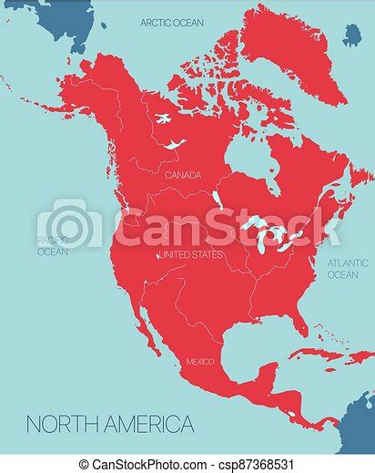North America Continent Vector Map With Countries Vector Editable