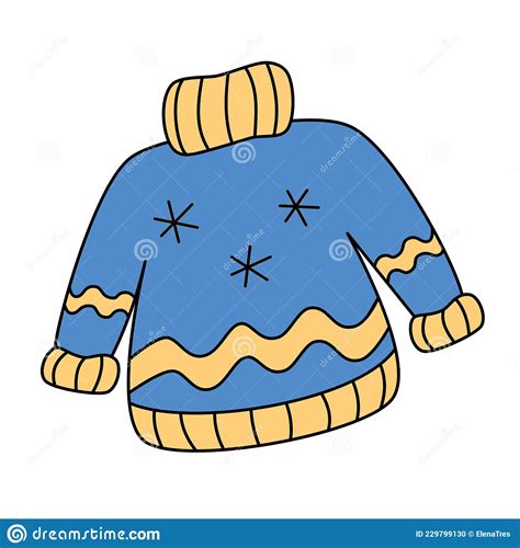 Knit Hand Made Sweater Vector Illustration In Colored Cartoon Doodle