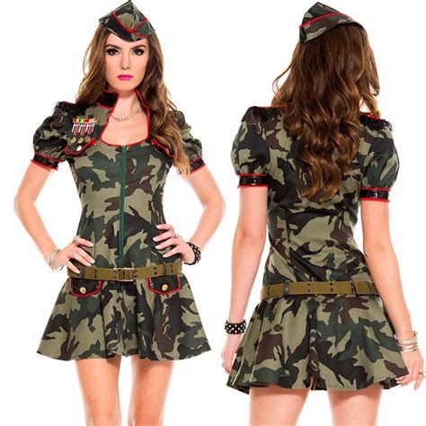 Sexy Adult Women Army Uniform Costume Party Costumes Soldier Camouflage Color Halloween