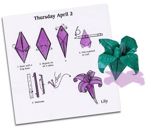 Lily Flower Origami Instruksjon Papirhåndverk