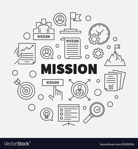 Mission Concept Outline Round Royalty Free Vector Image